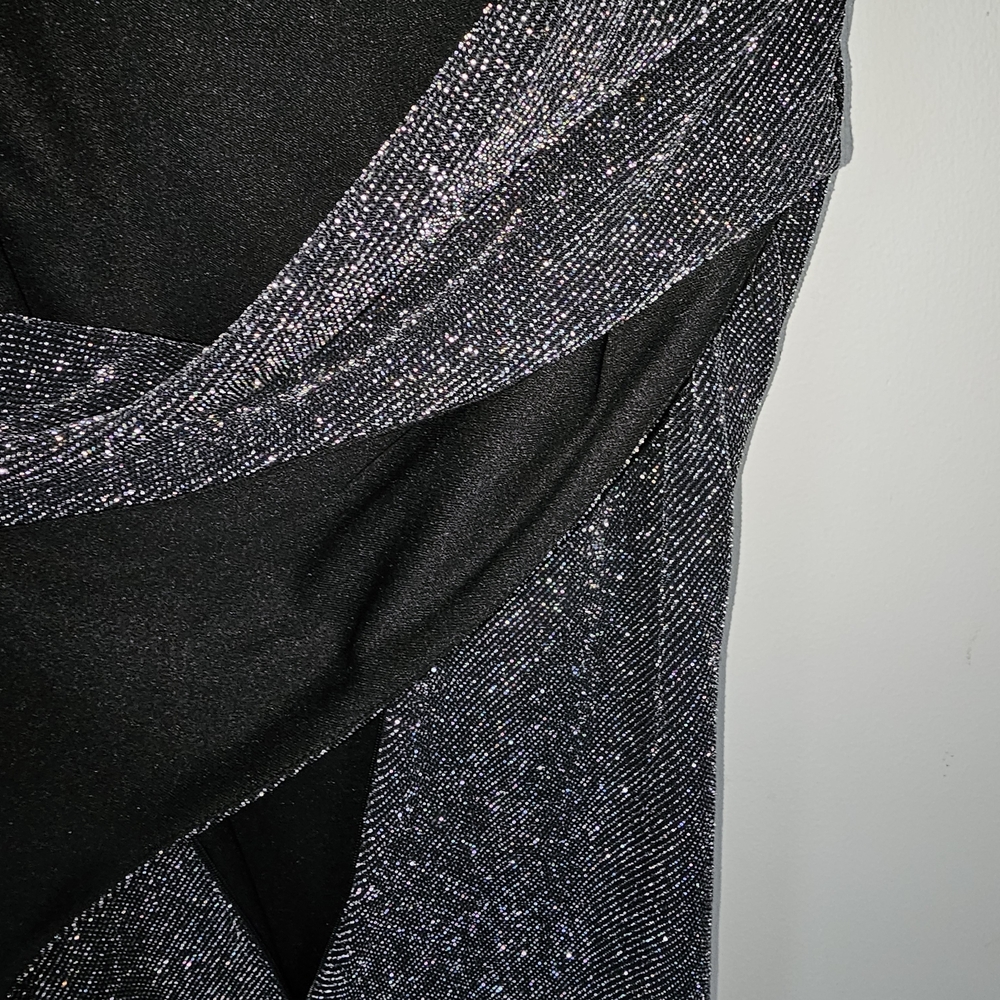NWT Size 8Betsy & Adam Glittering Black Midi Dress Elegant And Sexy - Picture 6 of 9